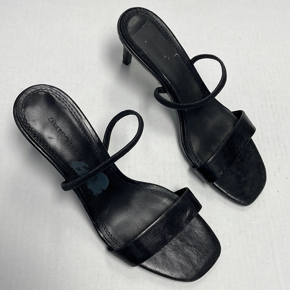 Zara black sandals heels